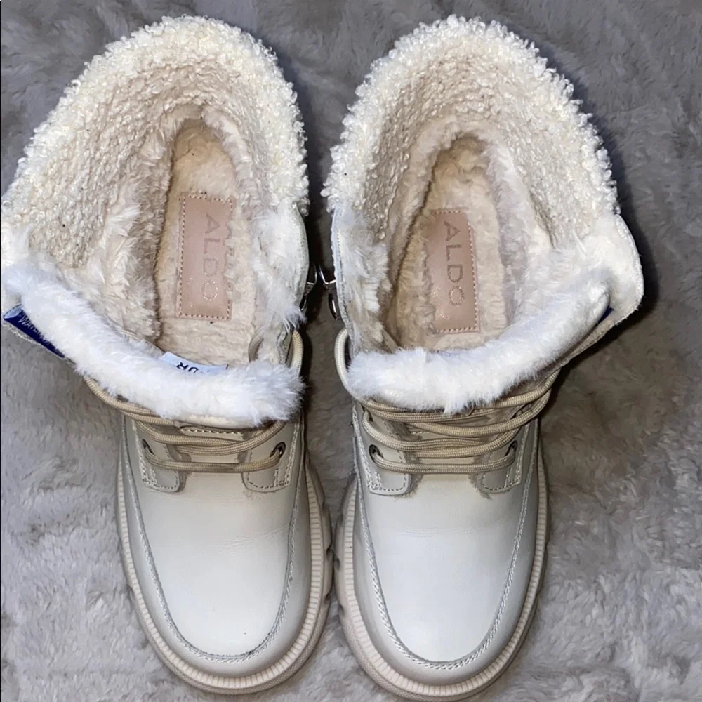 Aldo White Winter Combat Boots with Platform Waterproof